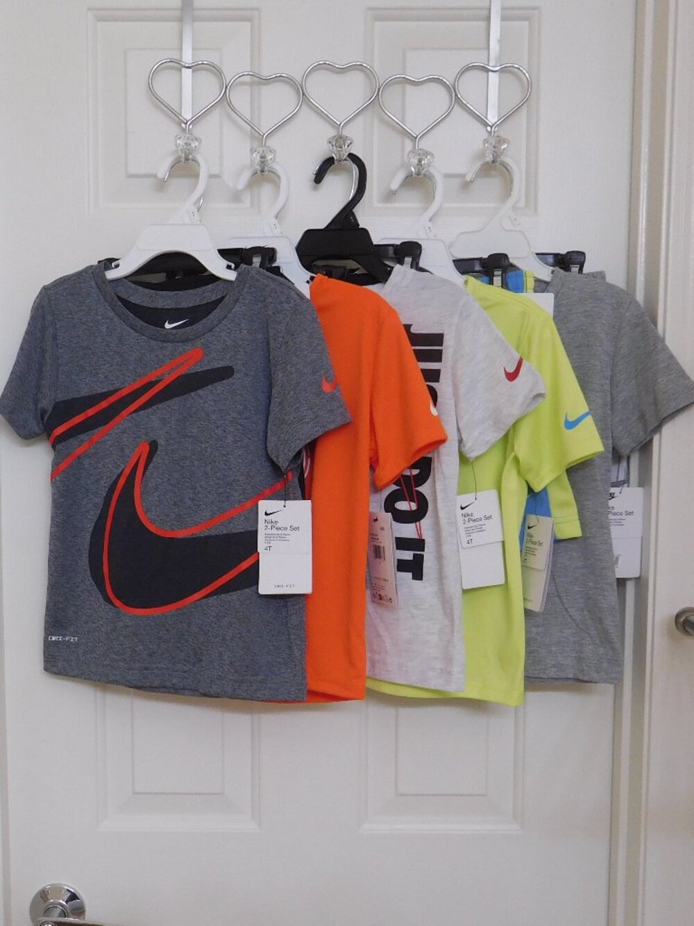 NWT 5 Nike Outfits Shirt & Shorts Sets Gray Orange Lime Bundle sz 4t